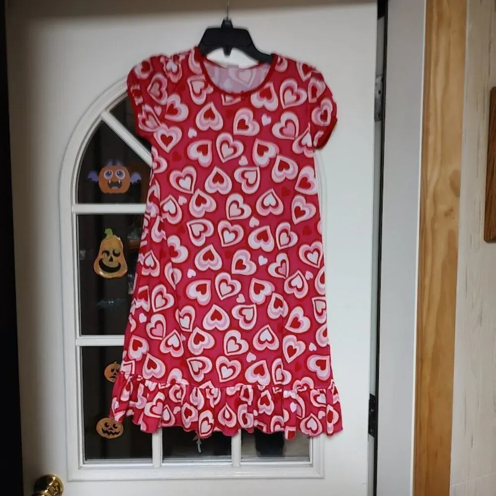 New The Children's Place Red Pink Short Sleeve nightgown Size Girl's 14